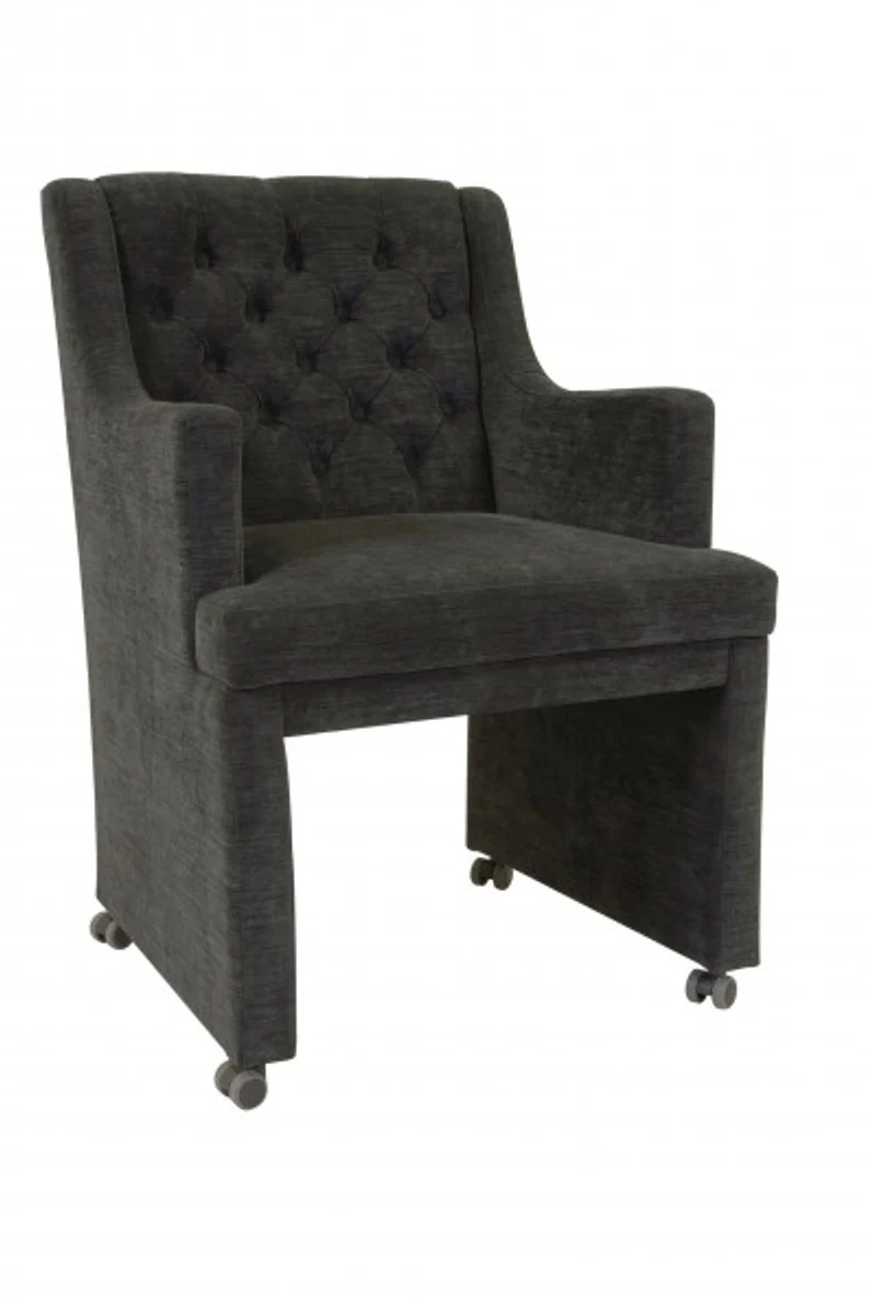 Casa Padrino Designer Dining chair / modef 310 Dark Grey - Hotel furniture-chair on castors