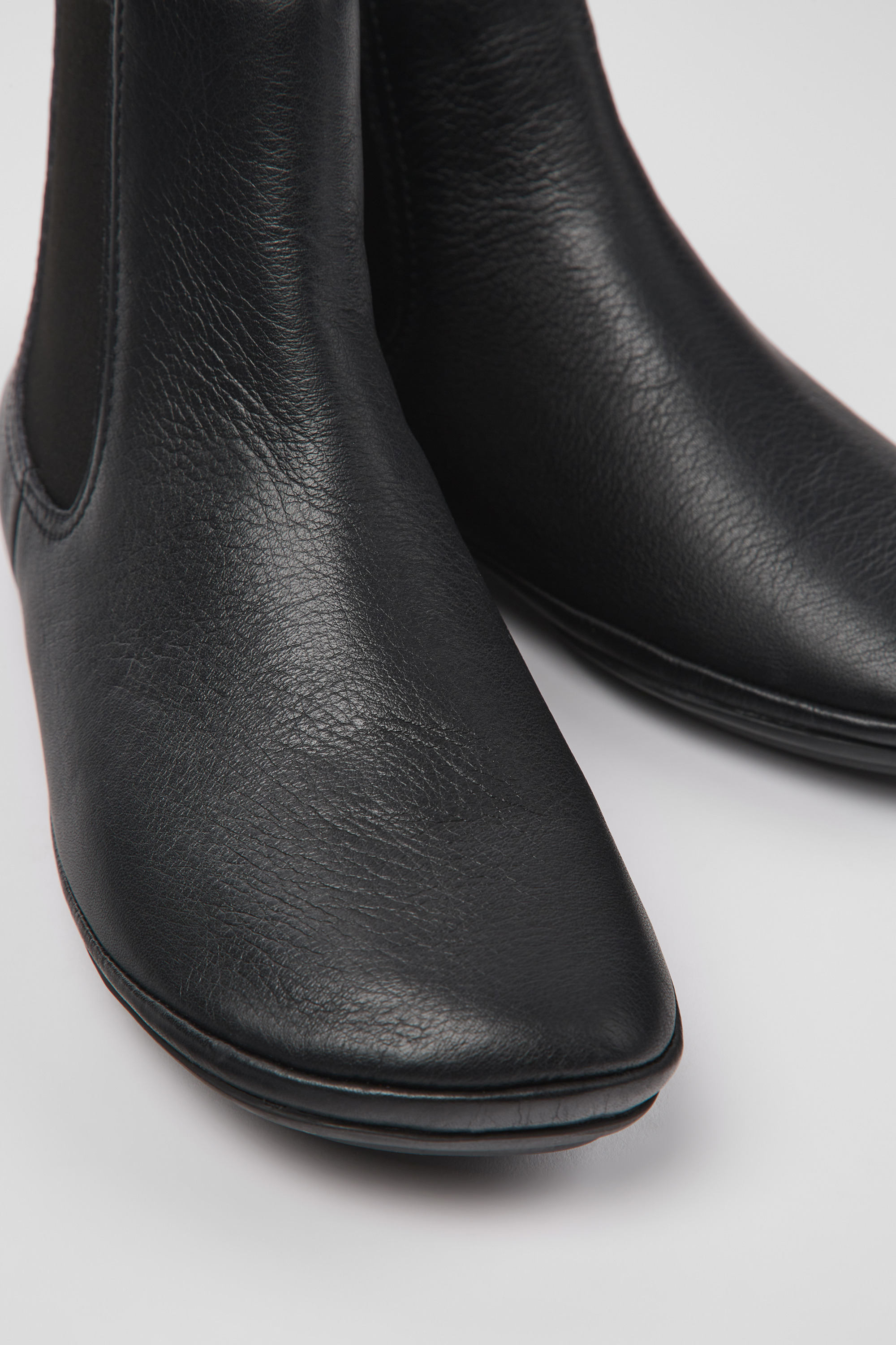 Right - Black leather ankle boots