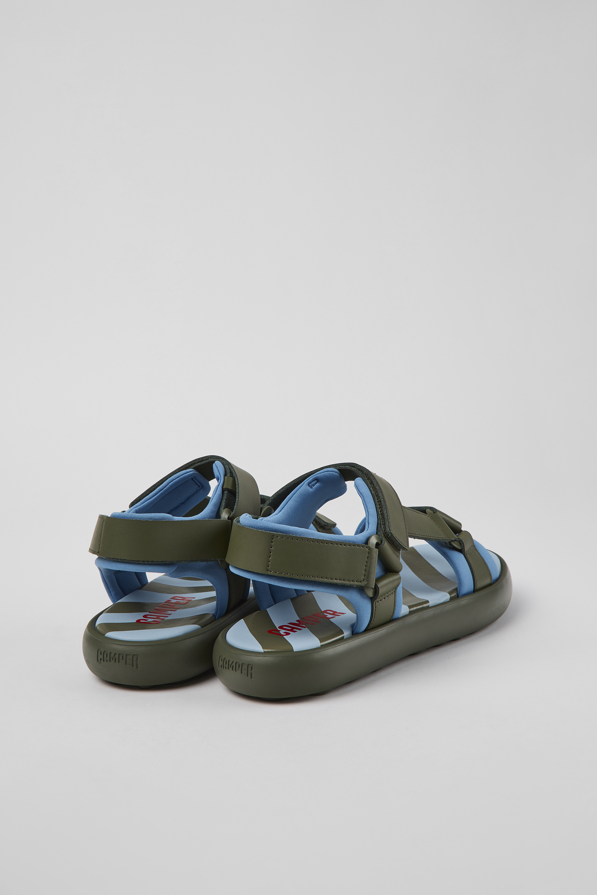 Pelotas Flota - Green and blue leather and textile sandals for men
