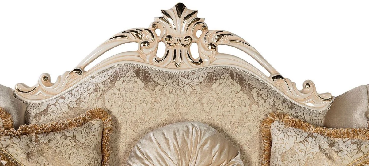 Casa Padrino sof¨¢ barroco de lujo oro / crema / oro - Magn¨ªfico sof¨¢ de sal¨®n con patr¨®n - Muebles de Sal¨®n Barrocos - Noble y Magn¨ªfico