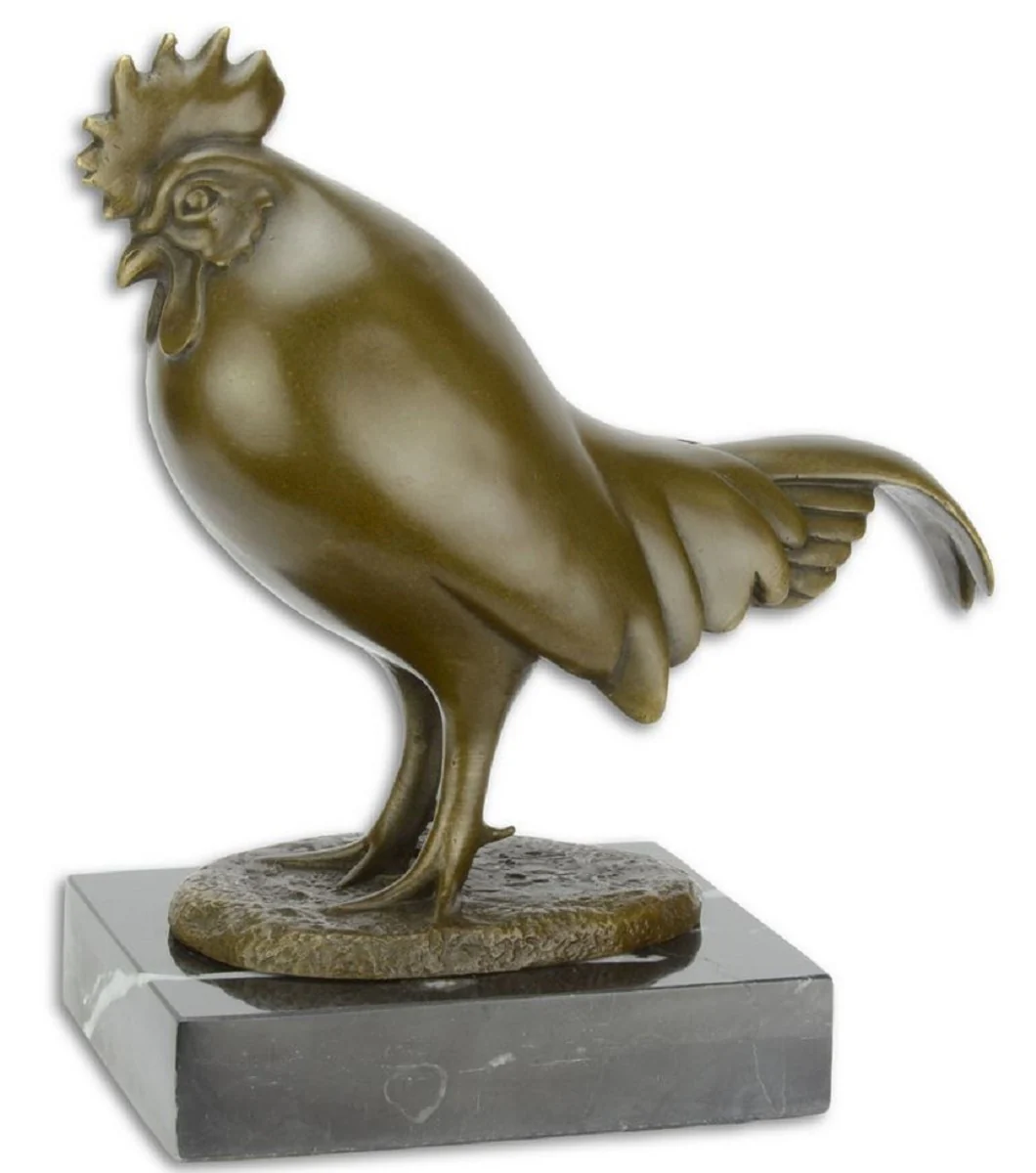 Casa Padrino figura de bronce de lujo gallo pájaro bronce / negro 11 x 19,4 x H. 21,3 cm - Escultura Decorativa de la Sala de Estar