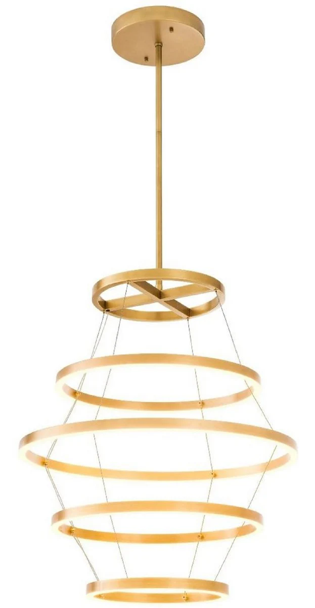 Casa Padrino araña de luces LED de lujo latón antiguo Ø 80 x A. 80 cm - Araña de luces redonda moderna - Colección de Lujo