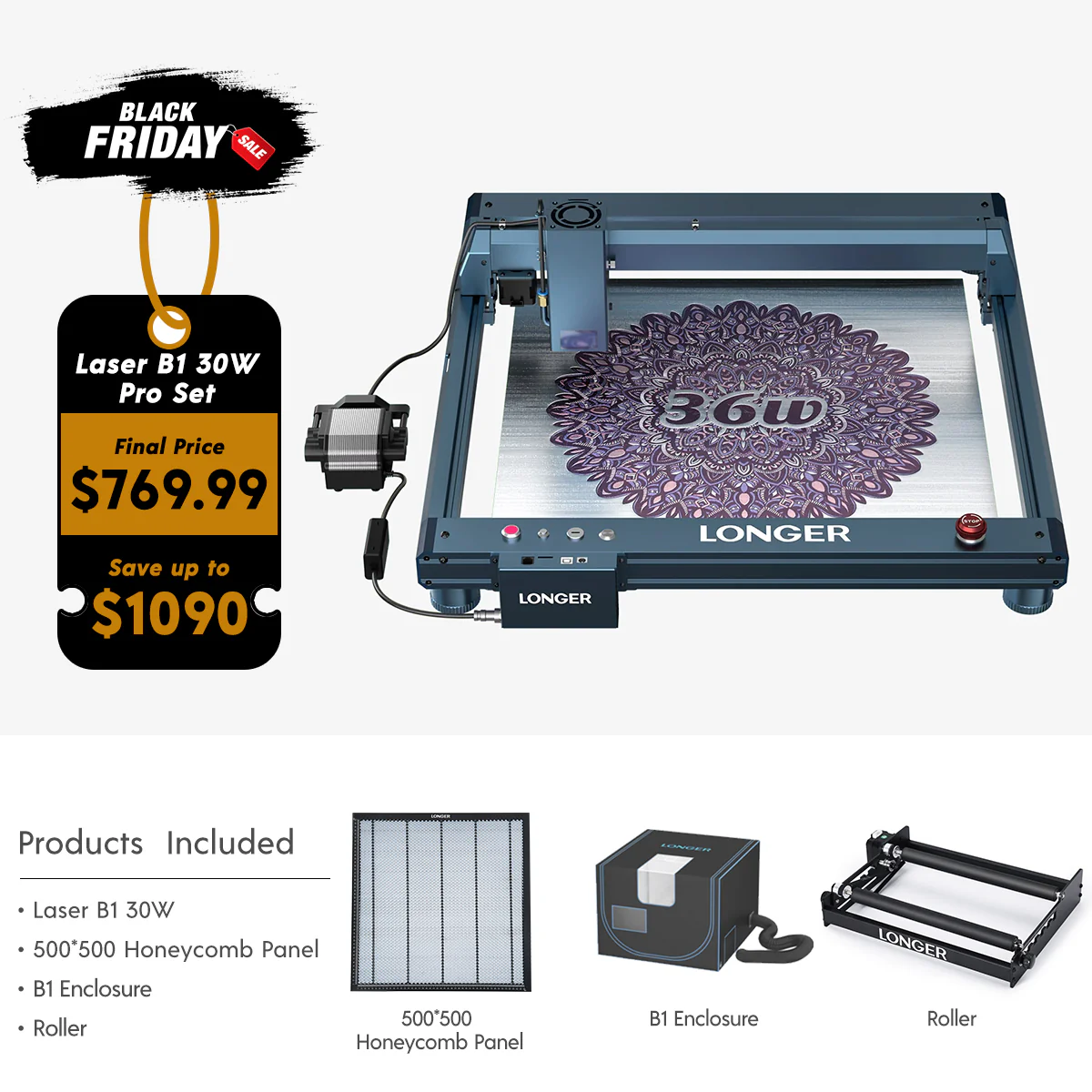 Longer Laser B1 30W Engraving Machine Bundle