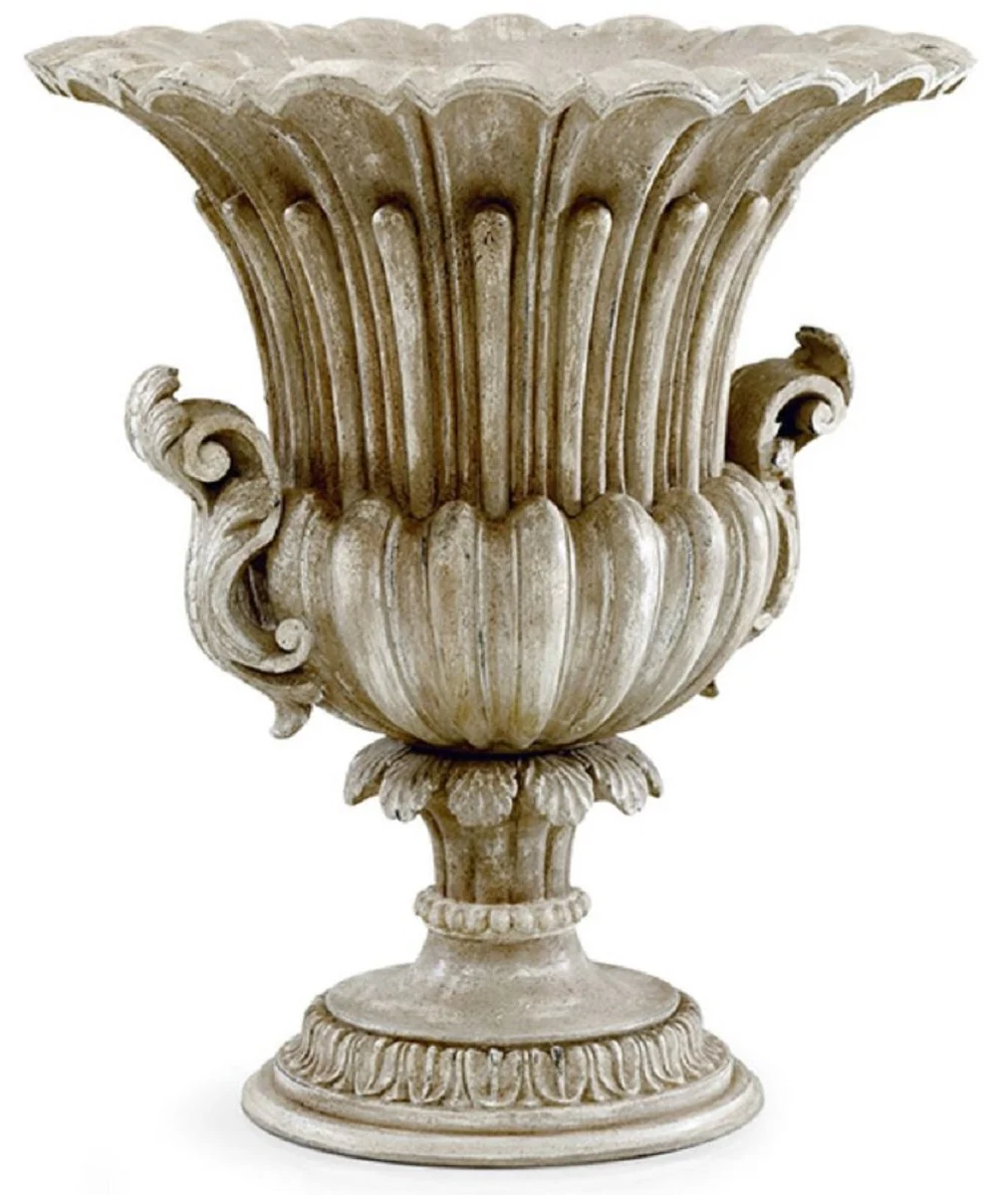 Casa Padrino Jarrón Decorativo Barroco de Lujo Gris Antigua - Magnífico Jarrón de Madera Maciza Estilo Barroco - Accesorios Decorativos Barrocos - Calidad de Lujo - Hecho en Italia