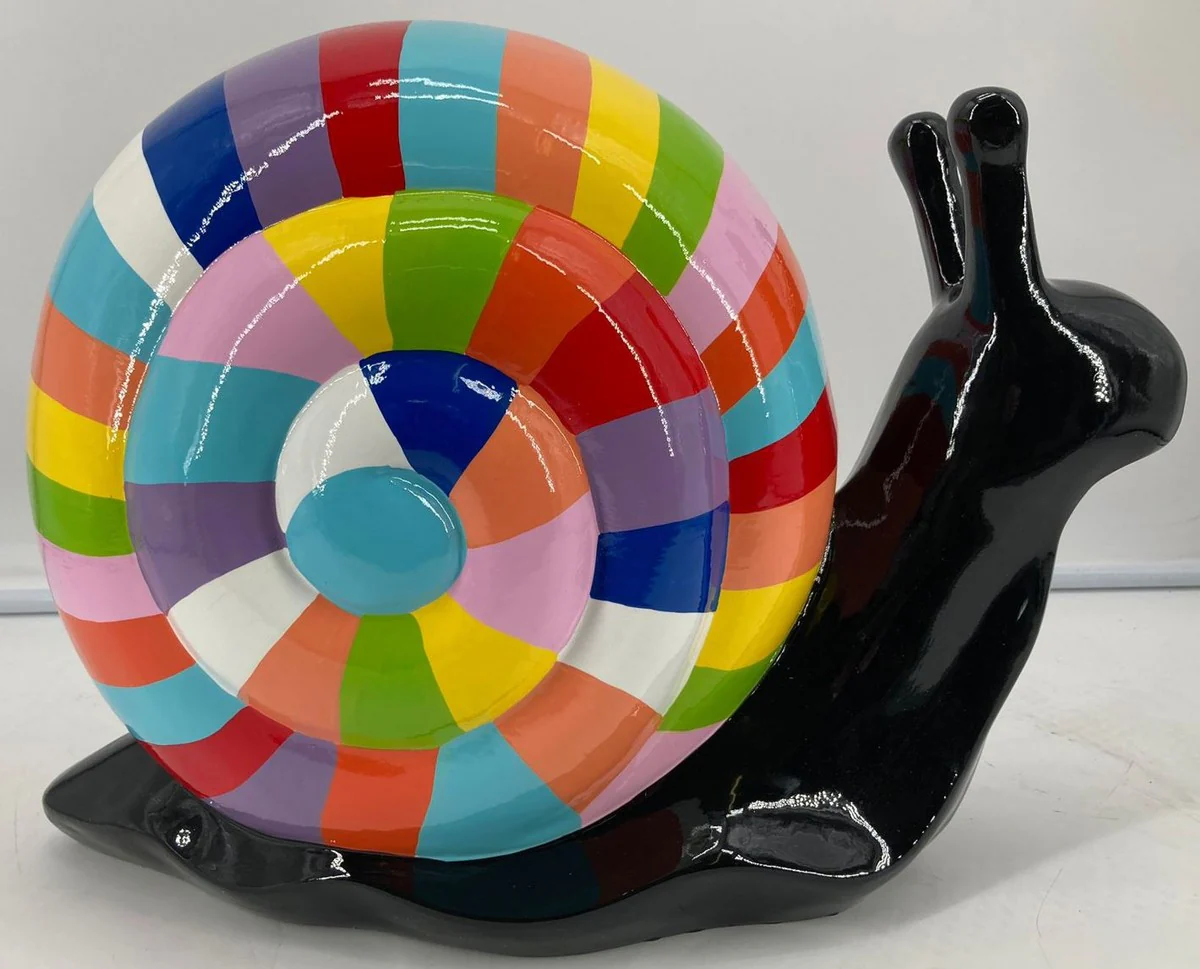 Casa Padrino escultura decorativa de diseño de lujo caracol multicolor / negro 51 x 25 x A. 35 cm - Figura decorativa XXL de jardín y terraza - Accesorios de decoración de jardín y terraza