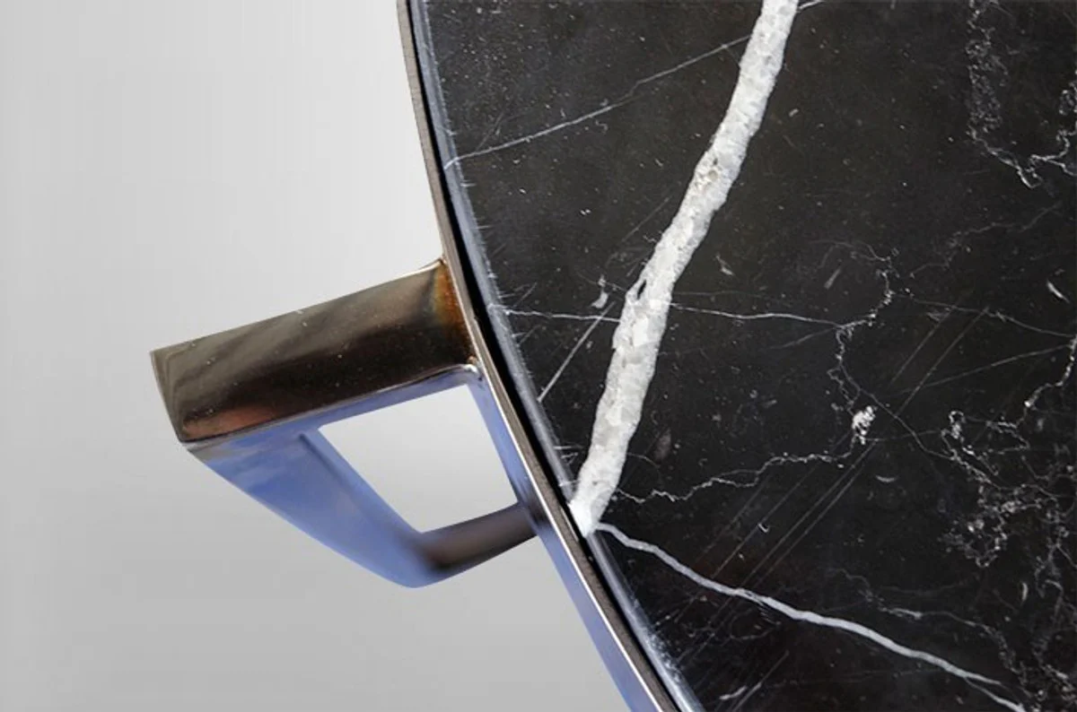 Casa Padrino Art Deco Side Table Black metal / marble 65 x 65 cm Art Nouveau table - Furniture flower stand