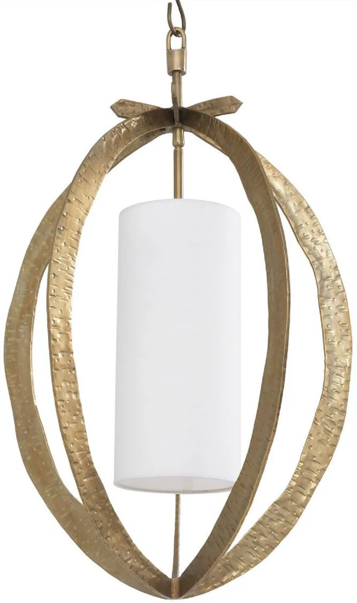 Casa Padrino lámpara de araña de lujo latón Ø 44 x A. 72 cm - Lámpara de araña de metal con elegante pantalla de algodón - Lámpara de Salón