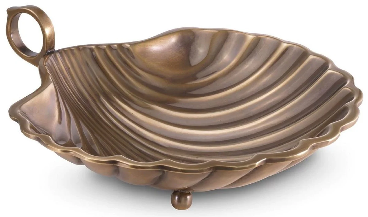 Casa Padrino Bandeja de Servicio de Lujo Lat¨®n Vintage 22,5 x 19,5 x A. 5,5 cm - Bandeja de Lat¨®n en Forma de Concha - Accesorios para Hoteles y Restaurantes - Calidad de Lujo