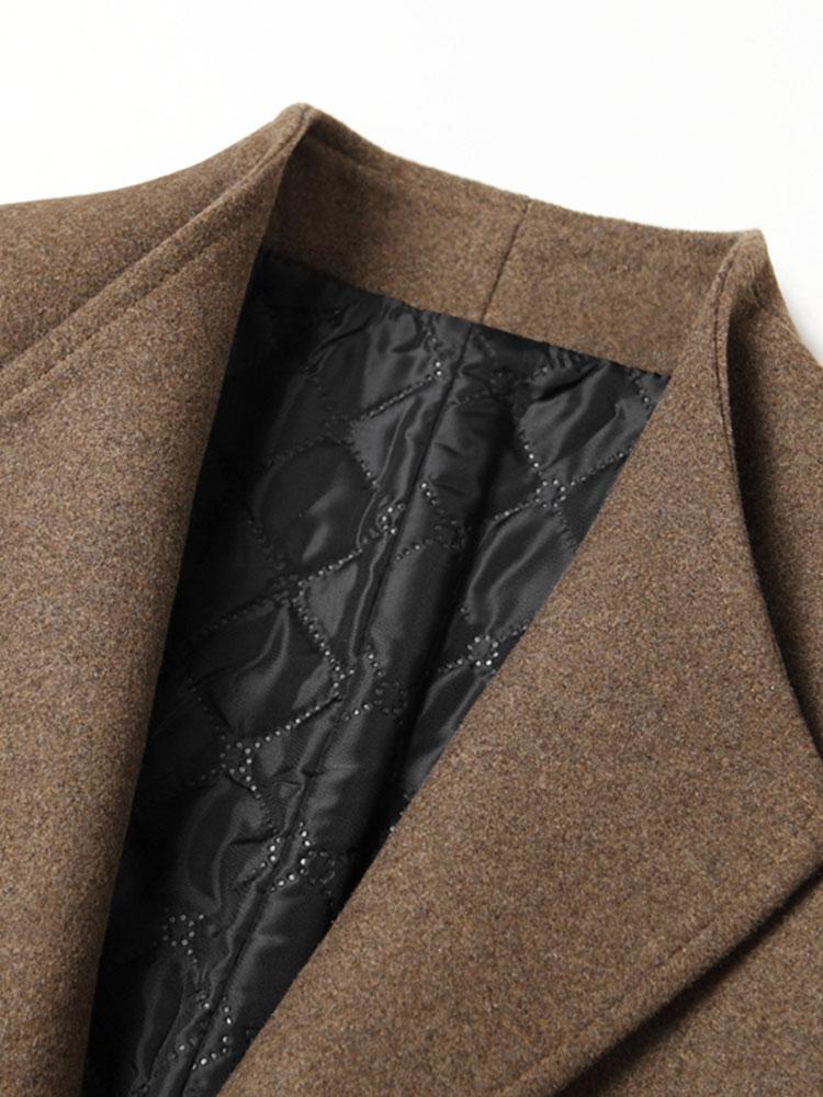 Wide Lapel Woolen Overcoat