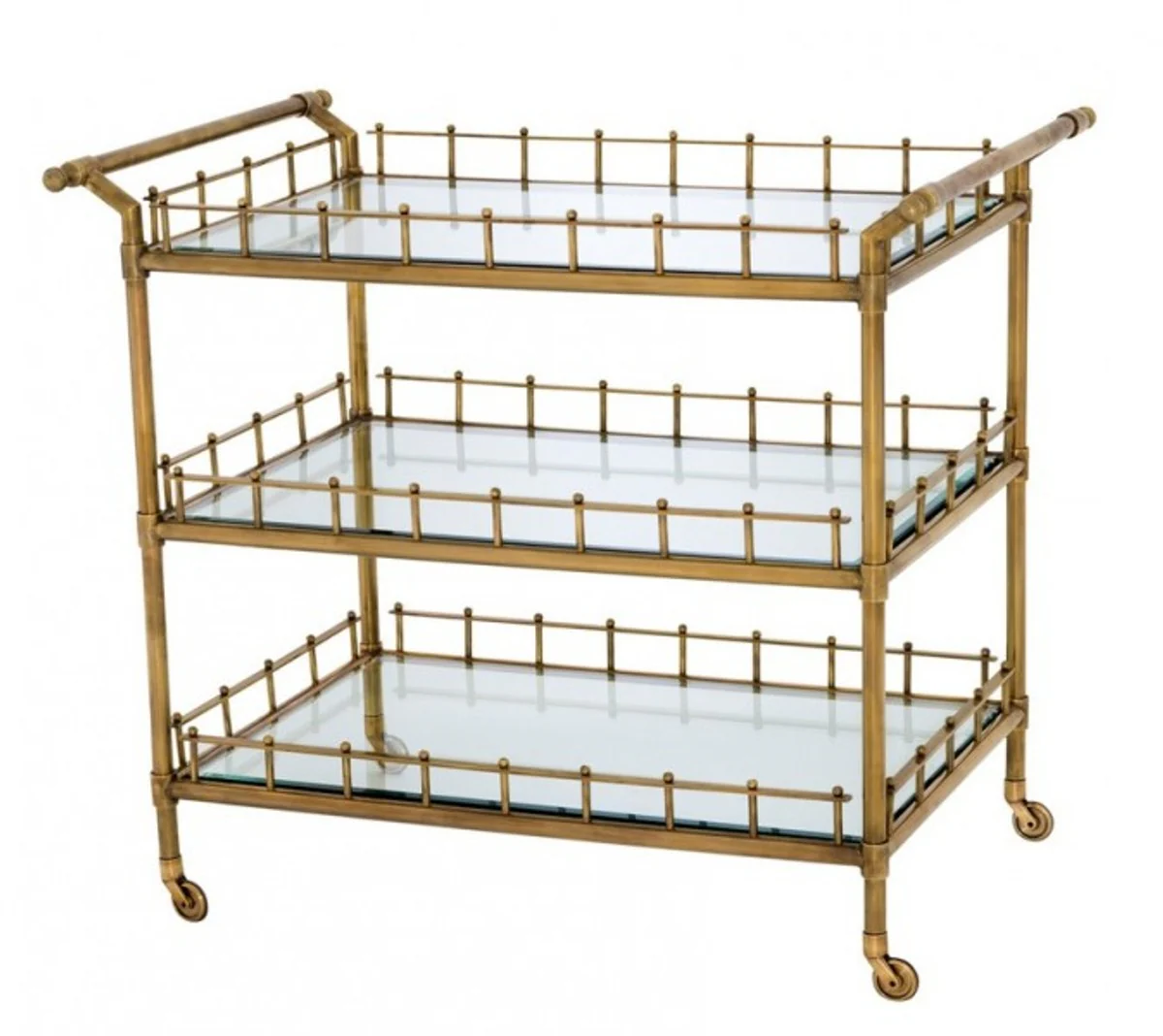 Casa Padrino luxury Bar Trolley trolley antique brass style - cut glass - Luxury Hotel & Restaurant Furniture Trolley