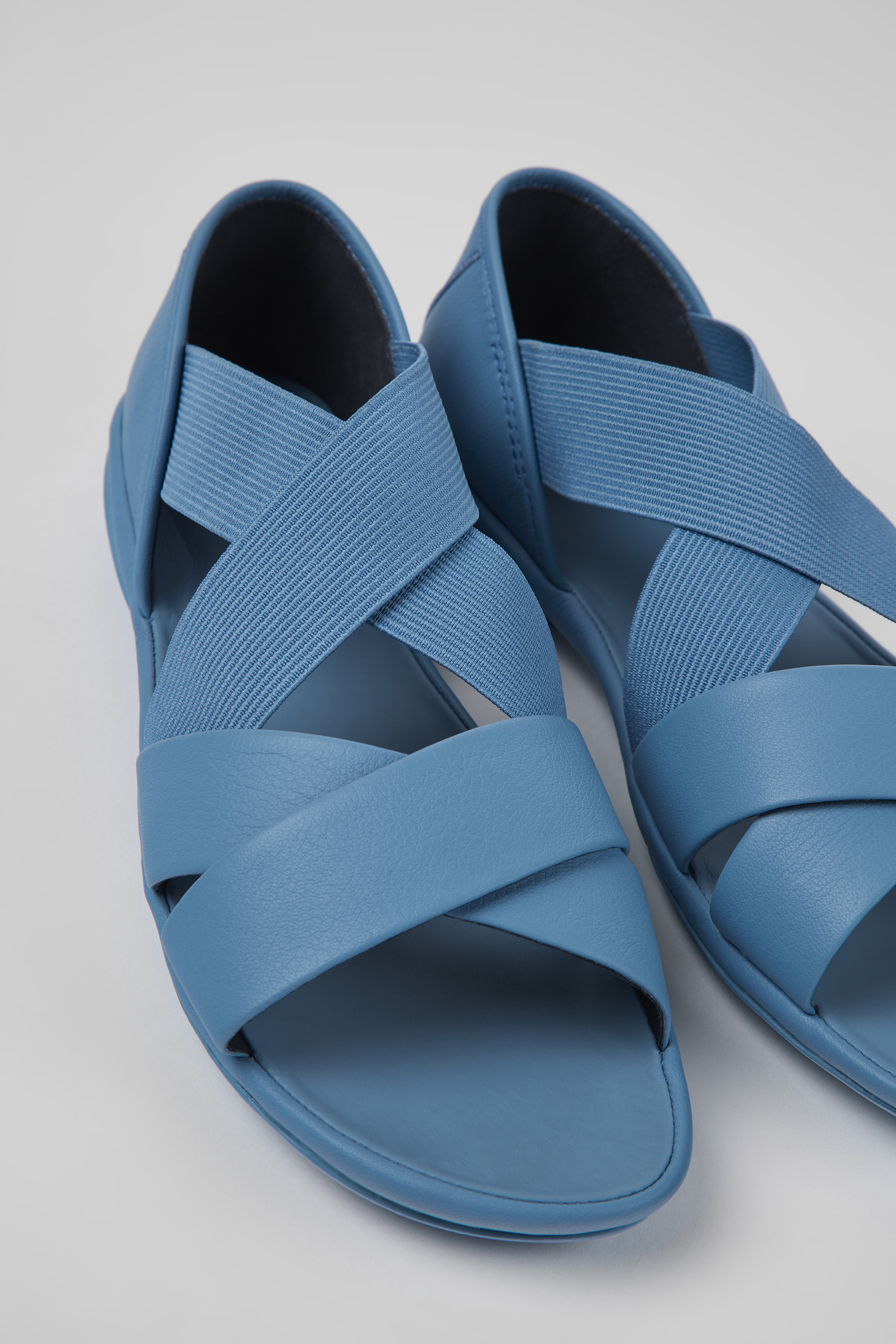 Right - Blue leather sandals for women