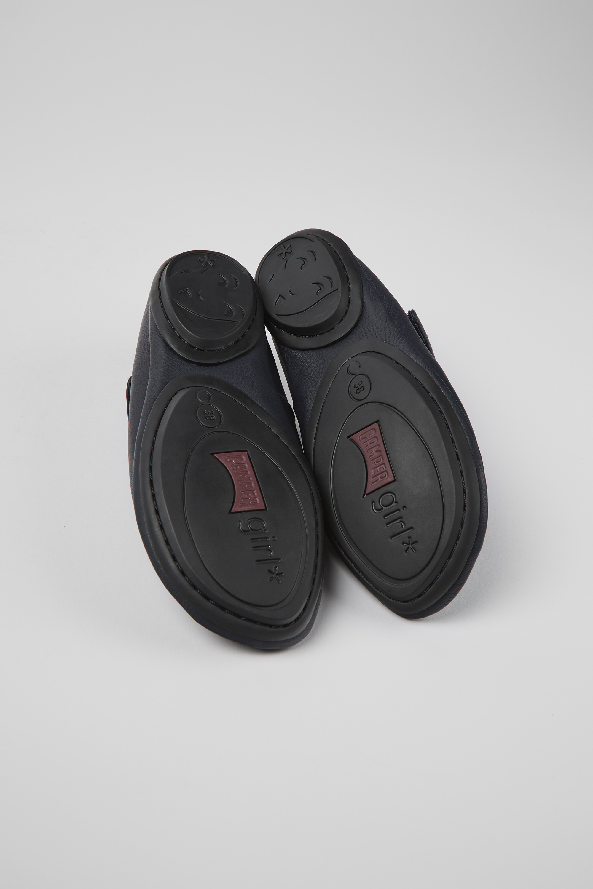 Right - Blue leather ballerinas for women