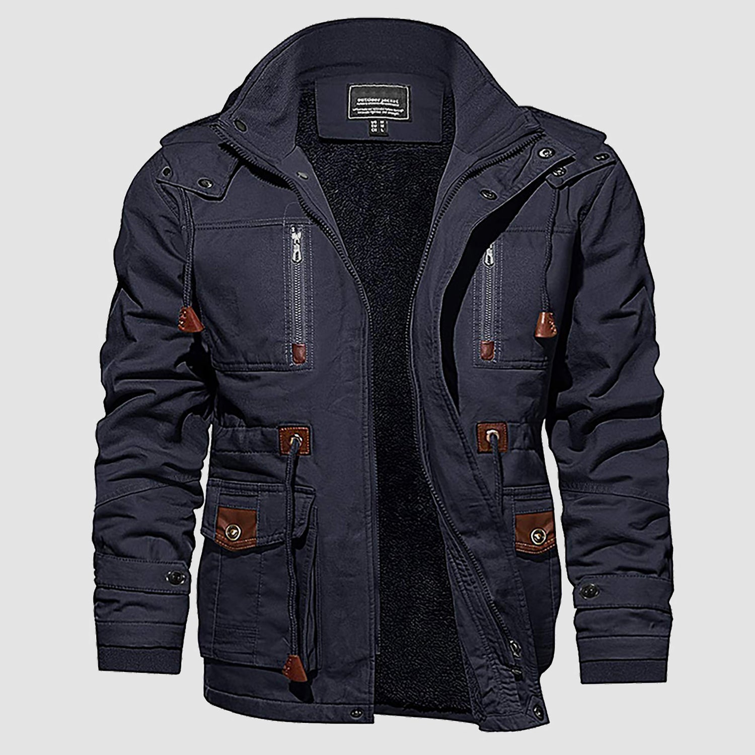 Men Parka Jacket Cotton Cargo Military Army Coat Winter Thick Fleece Warm Overcoat