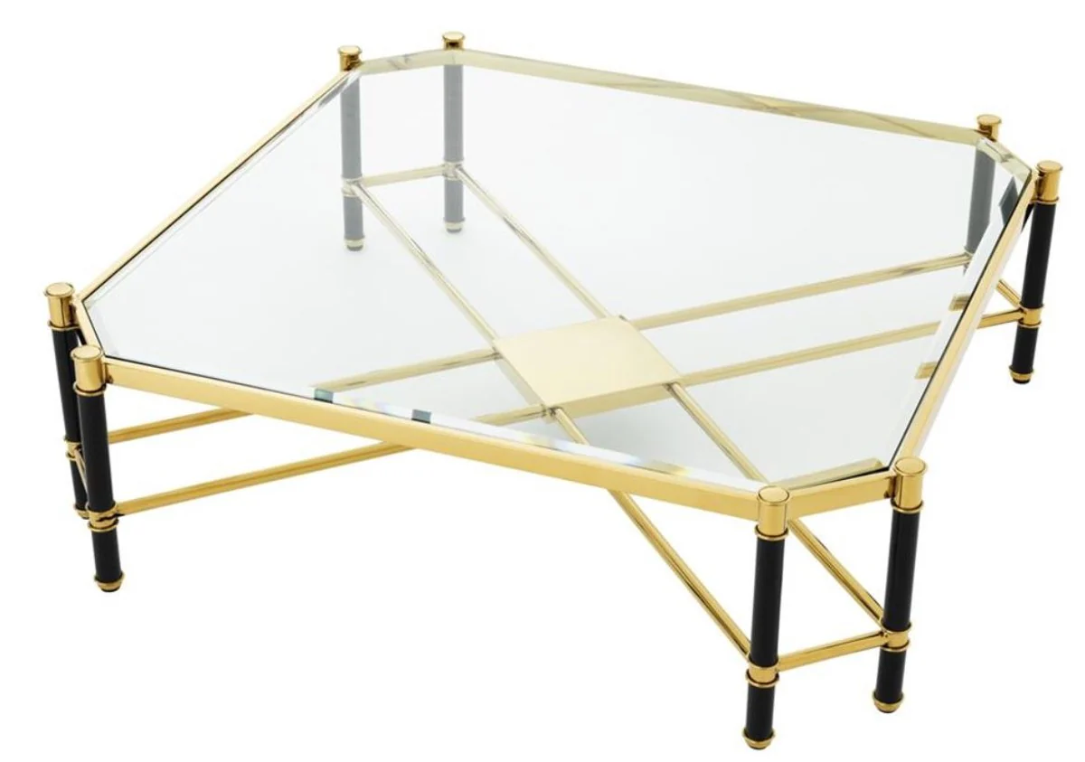 Casa Padrino mesa de centro de lujo oro / negro 115 x 115 x H. 35,5 cm - Edición Limitada
