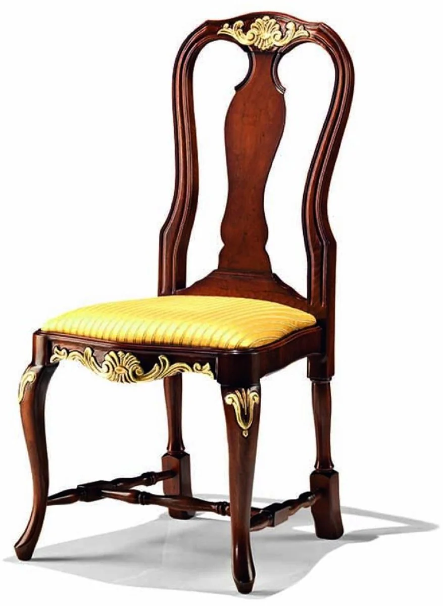 Casa Padrino Silla de Comedor Barroco de Lujo Marrón Oscuro / Oro - Hecho en Italia