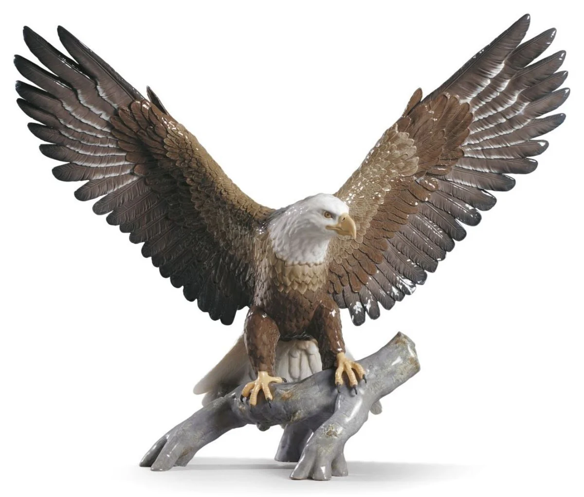 Casa Padrino Luxury Porcelain Sculpture Bald Eagle Multicolored 57 x H. 48 cm - Luxury Deco Eagle Figurine