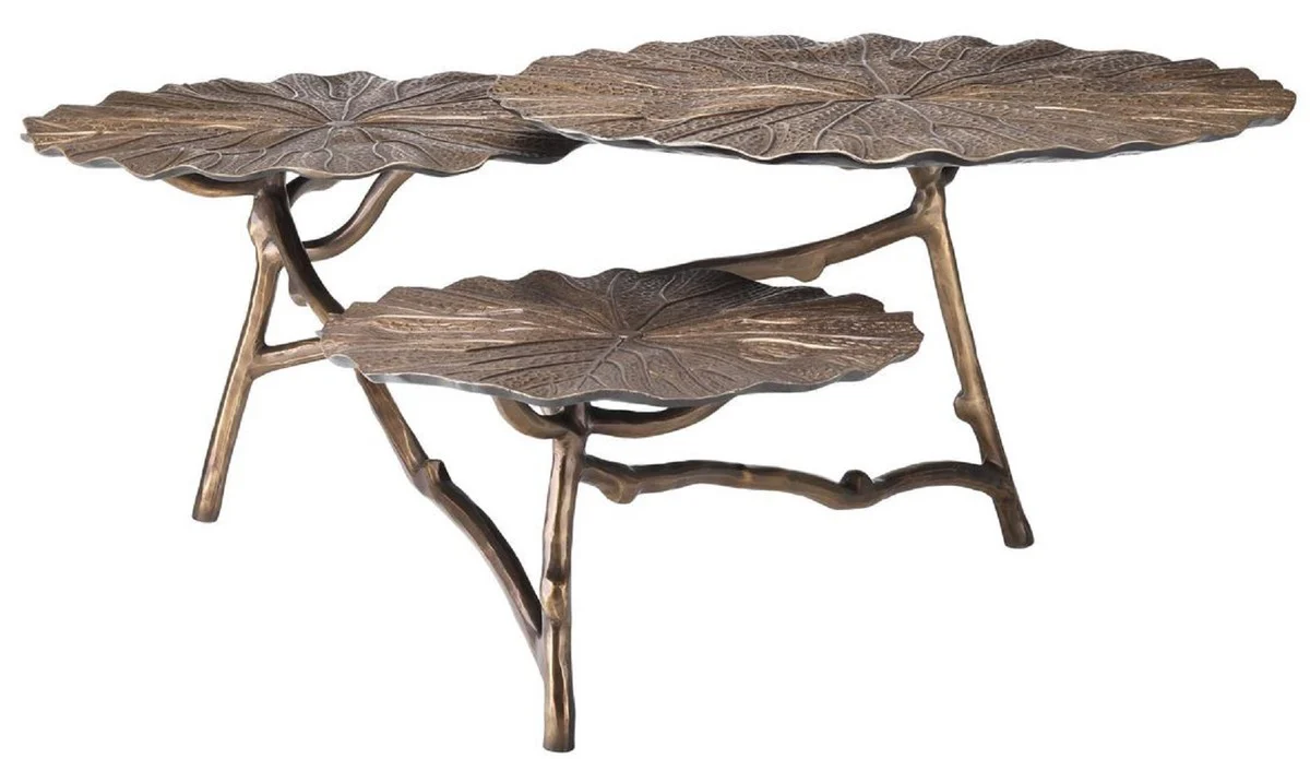 Casa Padrino mesa de centro de dise?o lat¨®n antiguo A. 37 cm - Mesa de sal¨®n de aluminio con 3 tableros de mesa - Muebles de sal¨®n de lujo