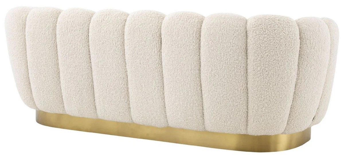 Casa Padrino sof¨¢ de sal¨®n de lujo con piel de cordero artificial blanco / lat¨®n 225 x 90 x A. 80 cm - Muebles de Lujo