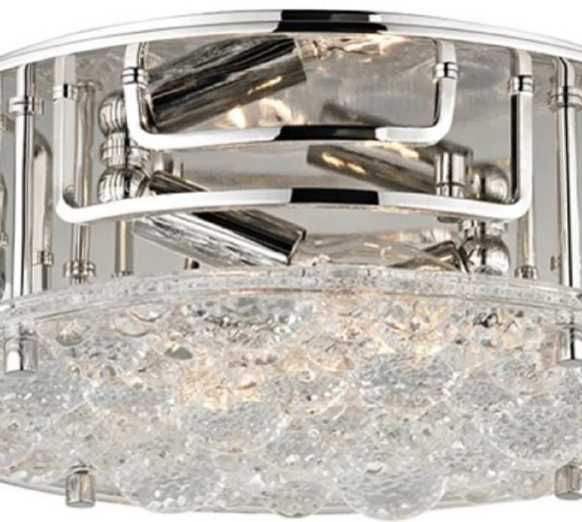 Casa Padrino lámpara de techo de lujo plata Ø 28,6 x H. 9,5 cm - Lámpara de Techo Redonda con Vidrio Hecho a Mano - Calidad de Lujo