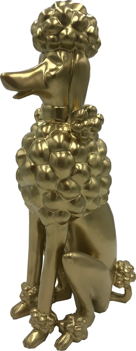 Casa Padrino figura decorativa perro caniche oro A. 63 cm - Escultura decorativa resistente a la intemperie - Decoración salón - Decoración jardín - Decoración terraza