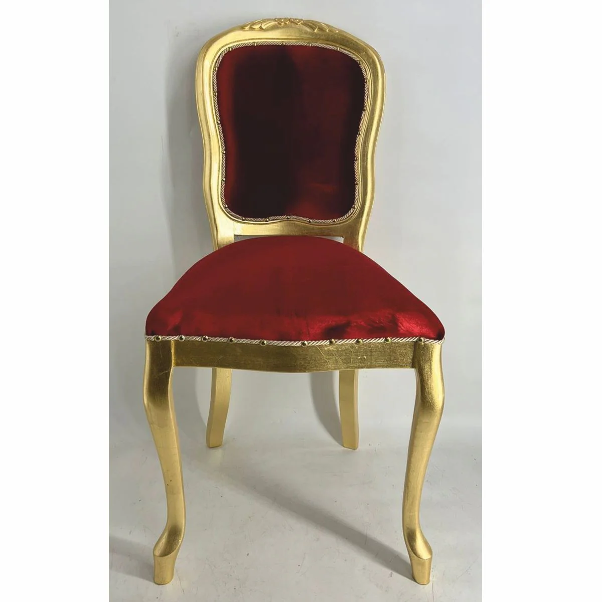 Casa Padrino Silla de Comedor Barroco de Lujo Rojo Burdeos / Oro A. 104 cm - Muebles de Estilo Barroco