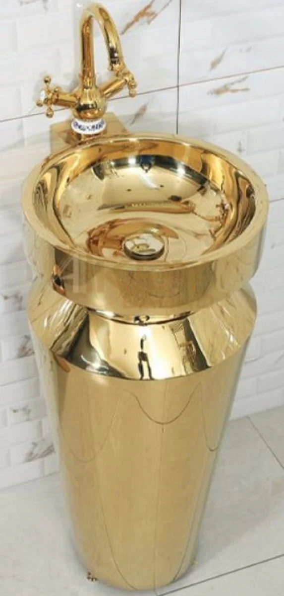 Casa Padrino lavabo de lujo de acero inoxidable oro 40 x A. 86 cm - Mueble de baño dorado - Colección Hotel & Restaurant - Calidad de Lujo