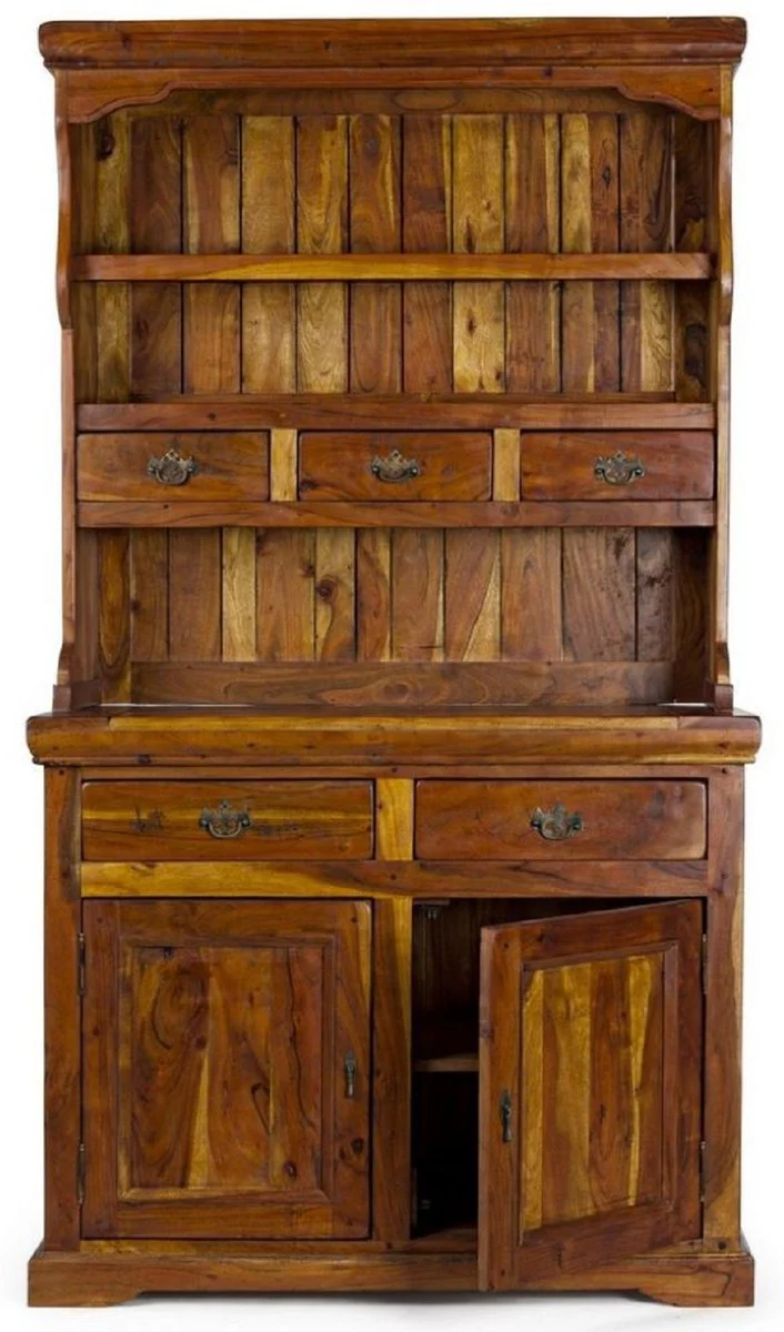 Casa Padrino armario de comedor de estilo campestre marr¨®n / natural 107 x 45 x A. 190 cm - Armario de cocina de madera maciza - Muebles de comedor en estilo campestre