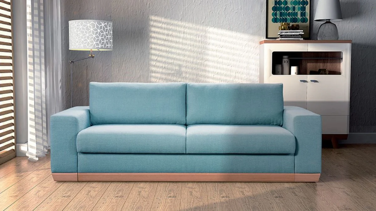 Casa Padrino sof¨¢ cama azul claro / natural 240 x 100 x A. 80 cm - Sof¨¢ de sal¨®n moderno - Muebles de sal¨®n