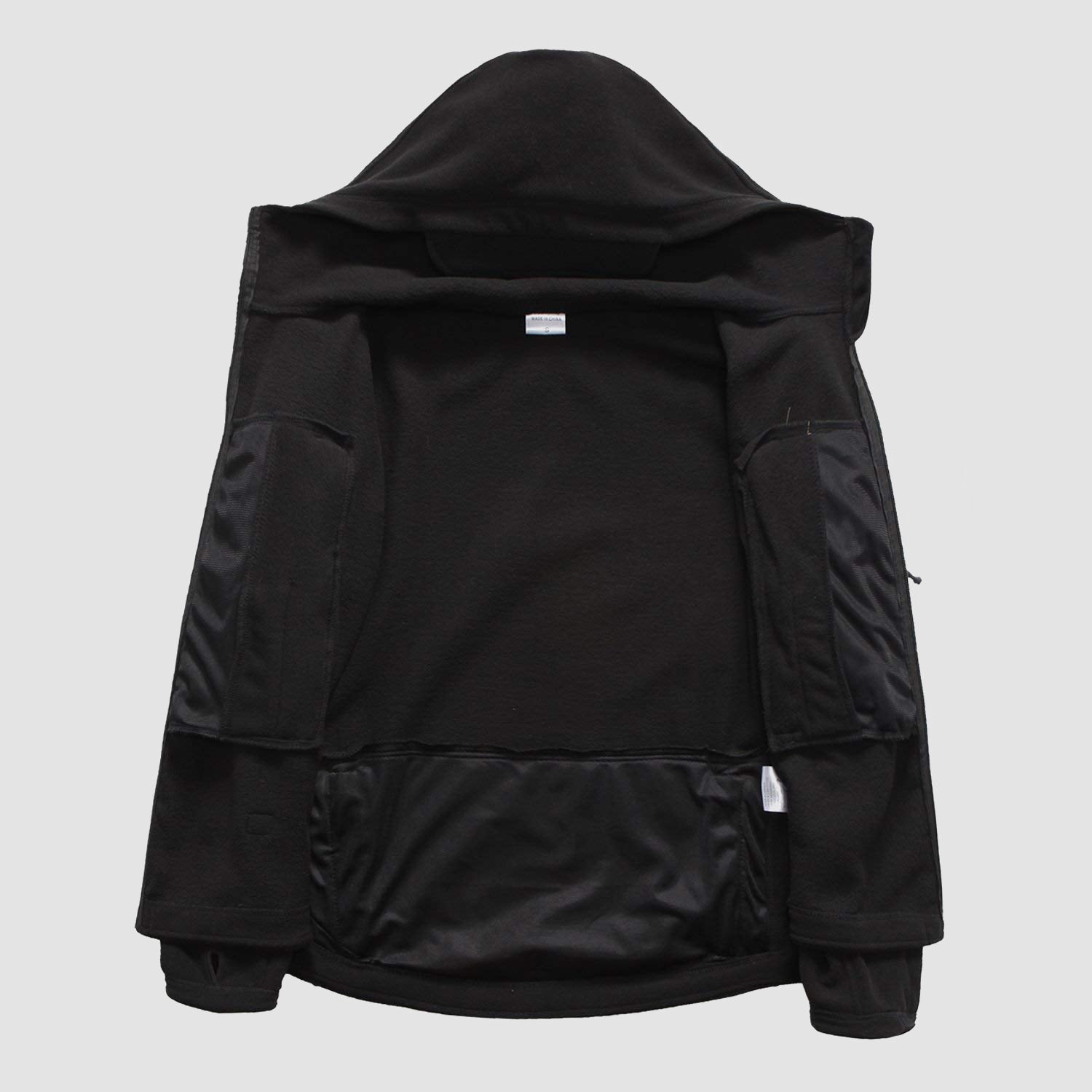 Men's Hoodie Fleece Jacket with 6 Zip-Pockets Warm Winter Jacket Military Tactical Jacket