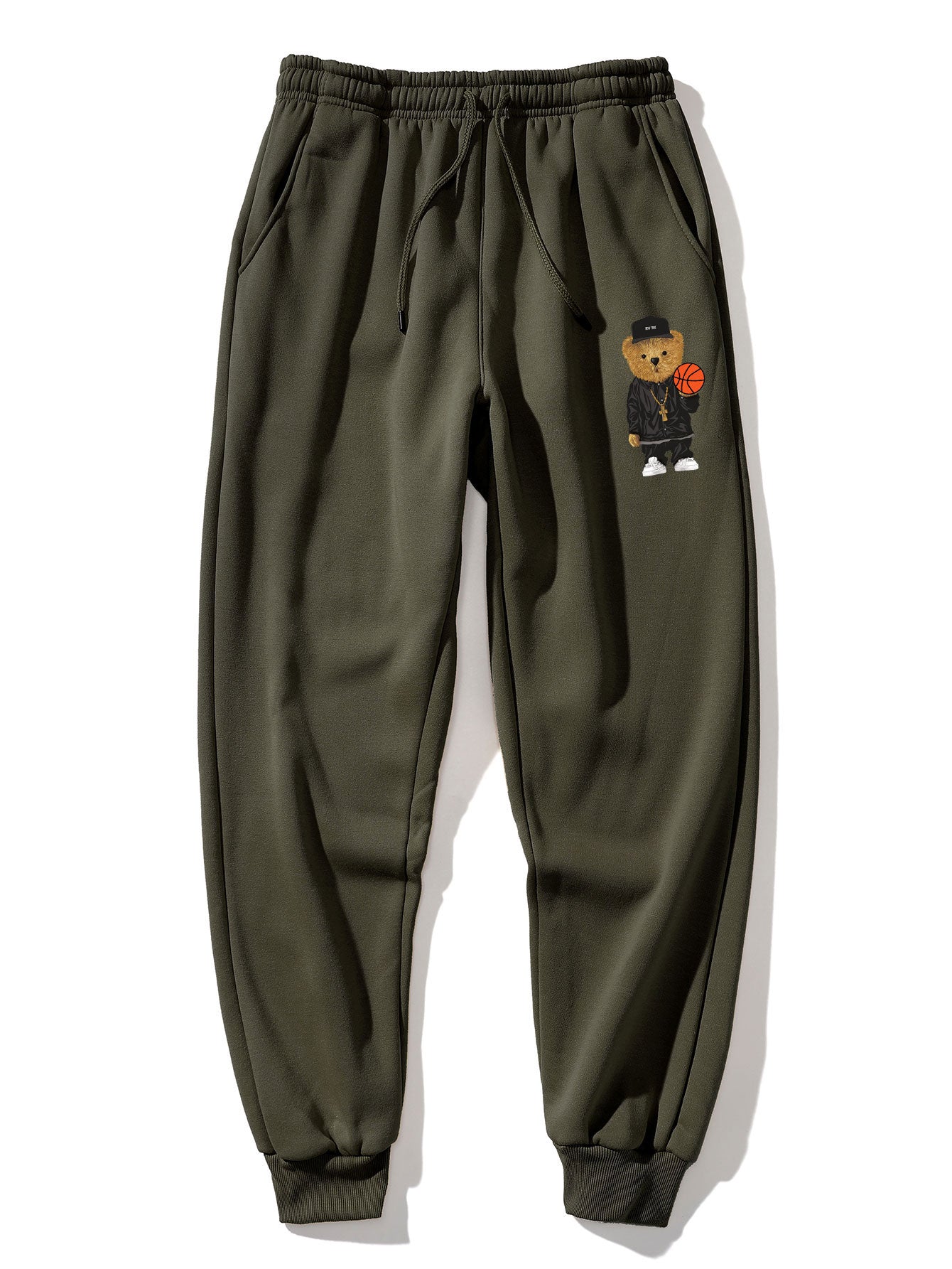 Basketball Bear Print Sweatshirt & Jogger Pants
