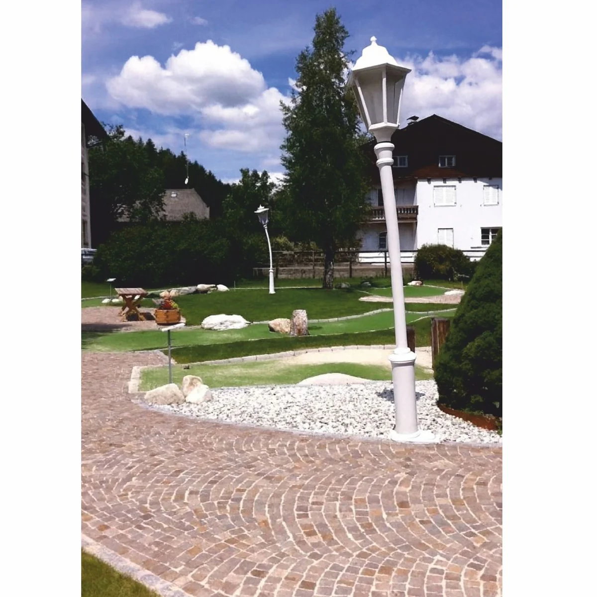 Casa Padrino linterna de jard¨ªn Art Nouveau blanco A. 353,5 cm - Iluminaci¨®n exterior