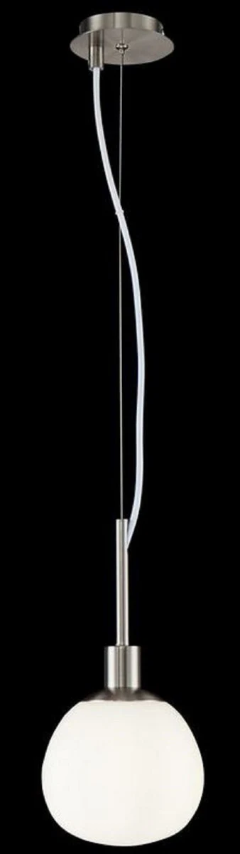 Casa Padrino lámpara colgante plata / blanco Ø 15 x H. 30,5 cm - Lámpara Colgante Moderna