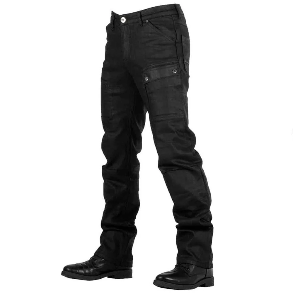 PANTALON VAQUERO OVERLAP STURGIS WAXED - NEGRO
