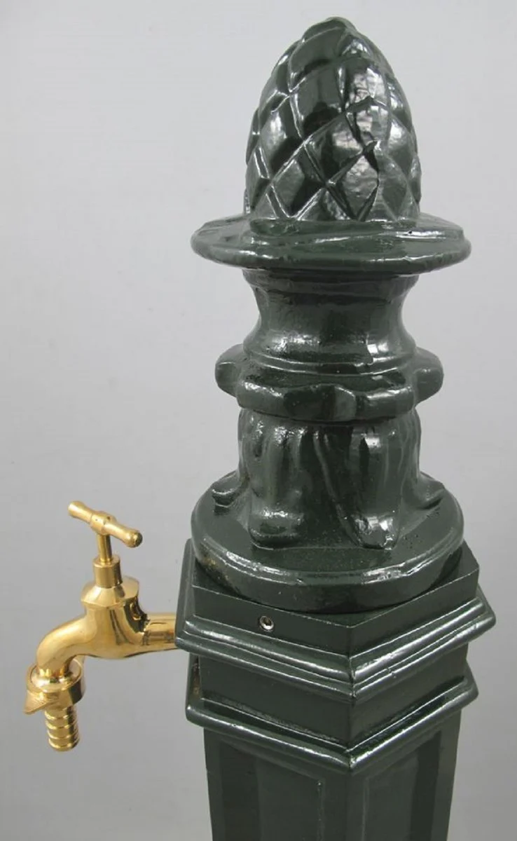 Casa Padrino columna de agua para jardín Art Nouveau verde 33 x 34 x A. 95 cm - Nostálgico dispensador de agua de aluminio con grifo de latón - Accesorios de decoración de jardín y terraza