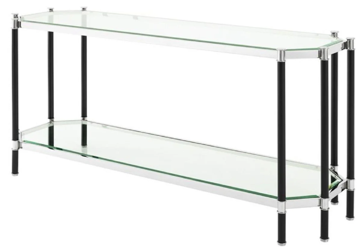 Casa Padrino mesa consola de la sala de estar plata / negro 169 x 53,5 x H. 75,5 cm - Consola de Lujo