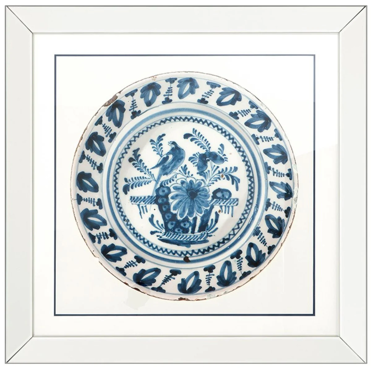 Casa Padrino imágenes set / set de impresión de 4 platos de porcelana china antigua blanco / azul 80 x H. 80 cm - Decoración de Pared de Lujo