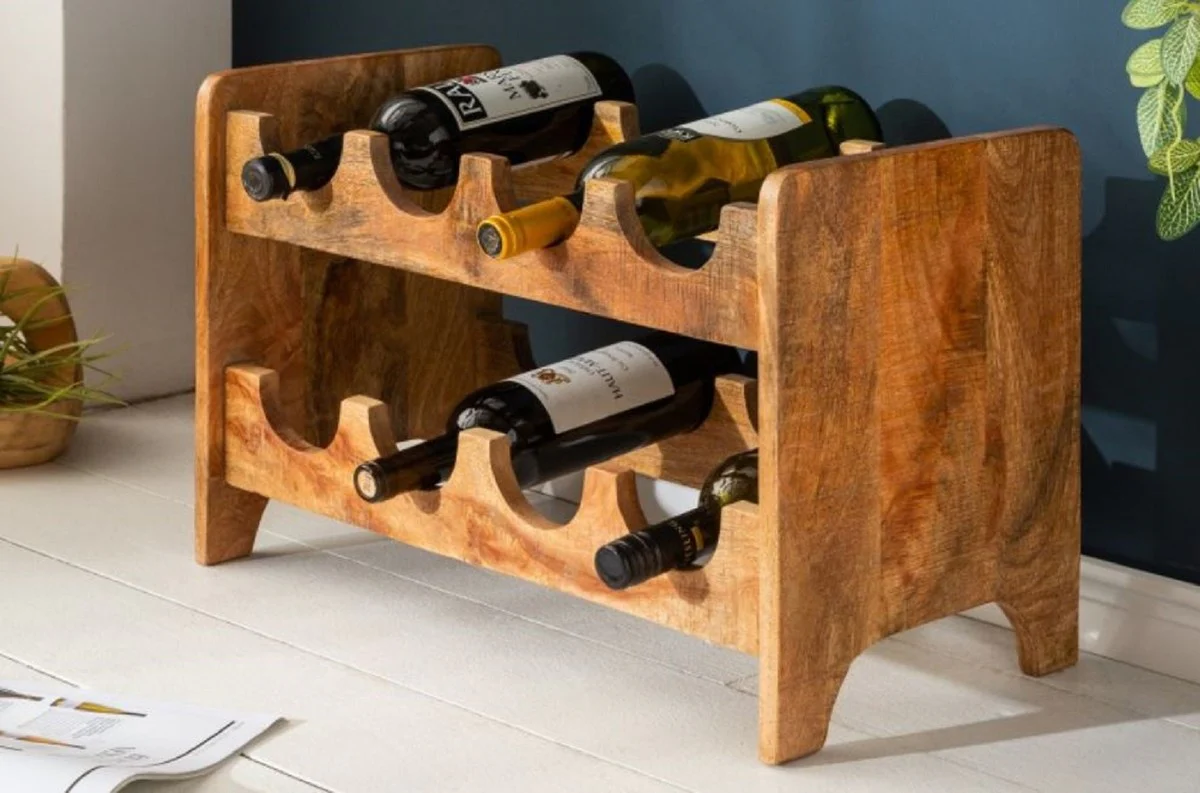 Casa Padrino estante de vino estilo campestre naturales 54 x 26 x A. 36 cm - Portabotellas de madera maciza hecho a mano - Estante de pie - Estante de pared - Muebles de Estilo Campestre