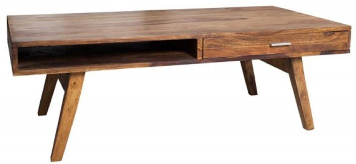 Casa Padrino mesa de centro de madera maciza natural 100 x 55 x A. 40 cm - Mesa de sal¨®n en estilo retro - Muebles de sal¨®n en dise?o retro