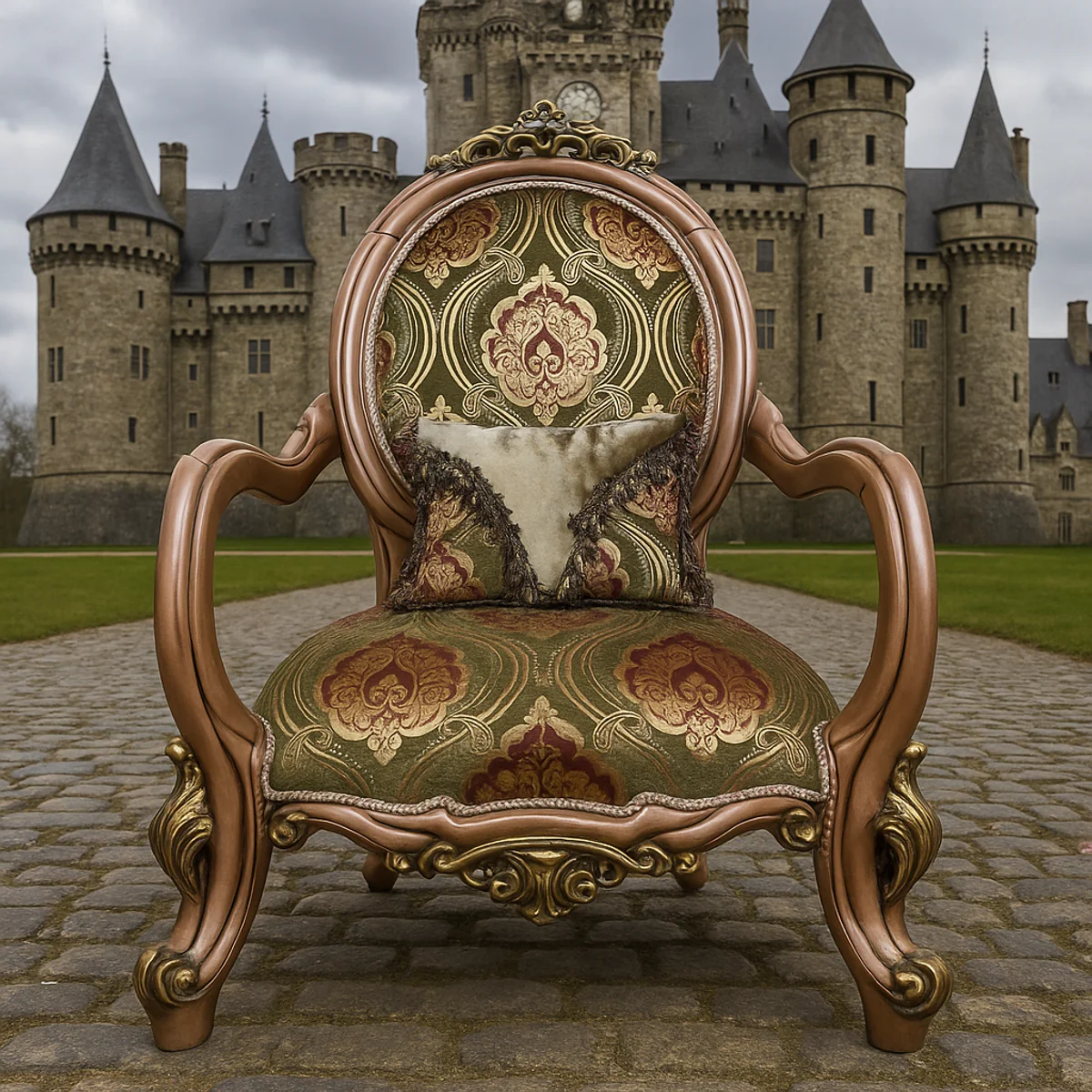 Casa Padrino sill¨®n de sal¨®n barroco de lujo con patr¨®n verde / rojo burdeos / gris / oro - Sill¨®n de estilo barroco hecho a mano - Muebles de sal¨®n de lujo en estilo barroco - Muebles barrocos