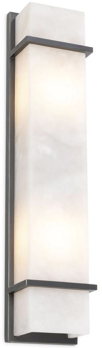 Casa Padrino lámpara de pared de lujo bronce / alabastro 13 x 9 x A. 60 cm - Elegante lámpara de pared con pantalla de alabastro - Luces de Lujo
