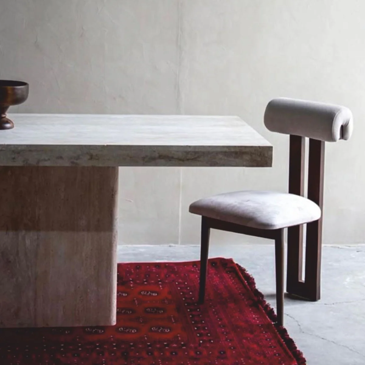 Casa Padrino mesa de comedor de lujo de piedra natural travertino beige 220 cm - Muebles de comedor