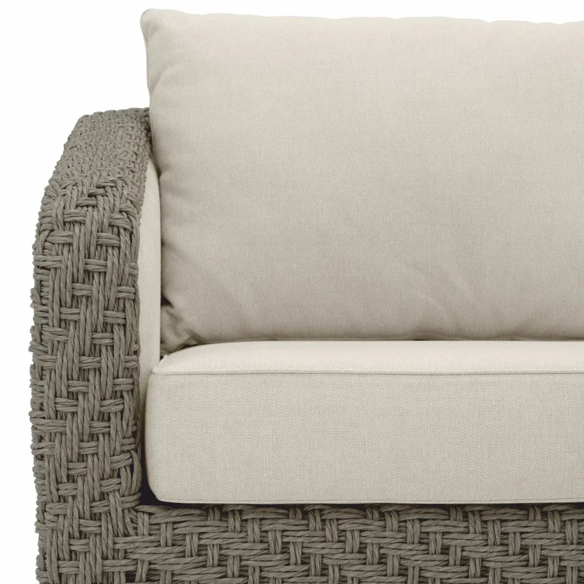 Casa Padrino sof¨¢ de jard¨ªn de lujo de rat¨¢n artificial gris / arena 254 cm - Muebles de jard¨ªn