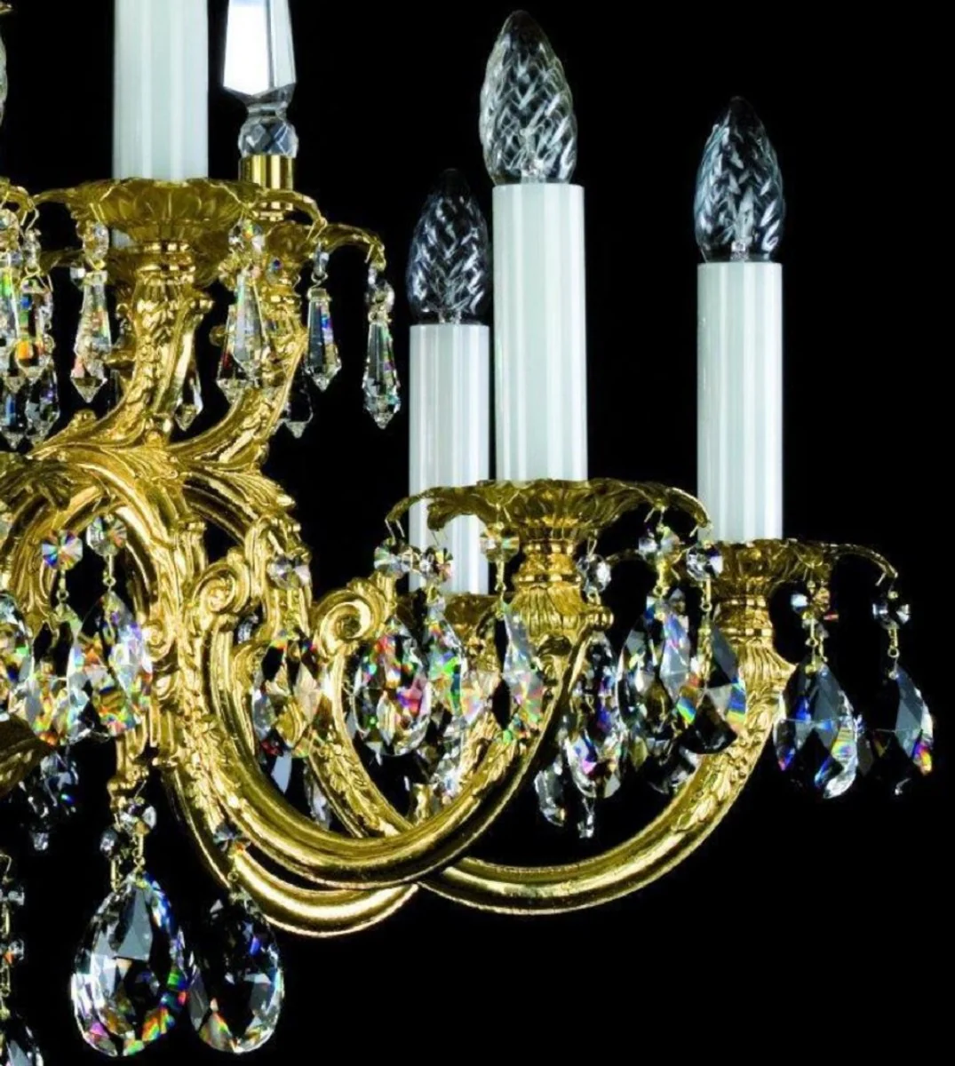 Casa Padrino araña de luces barroco de lujo oro Ø 84 x A. 67 cm - Magnífica lámpara de araña con cristal de Bohemia - Noble & Magnífica