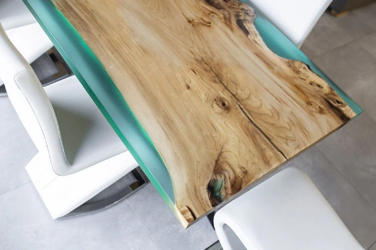 Casa Padrino mesa de comedor de lujo natural / marr¨®n / verde 200 cm