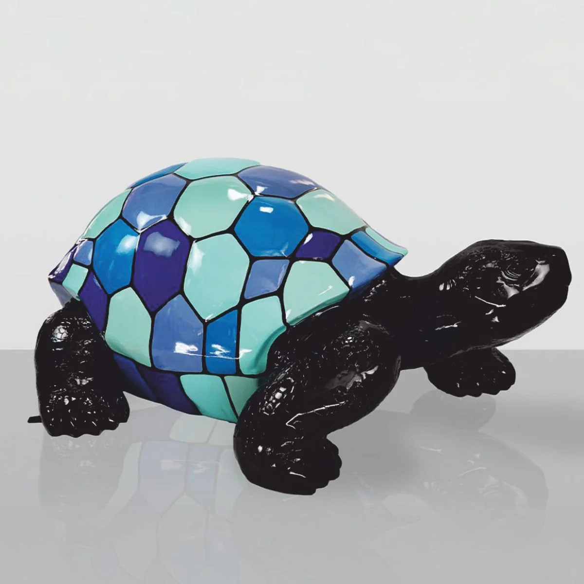 Casa Padrino escultura decorativa XXL tortuga negro / azul / verde menta 196 cm - Figura decorativa