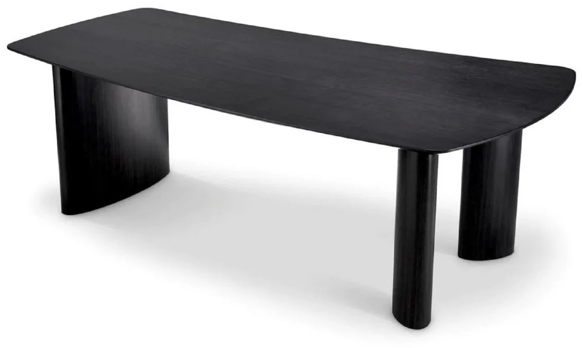 Casa Padrino mesa de comedor de lujo negro gris 230 x 120 x A. 76,5 cm - Mesa de cocina de madera maciza con tablero ligeramente curvado - Muebles de comedor - Muebles de cocina - Muebles de lujo
