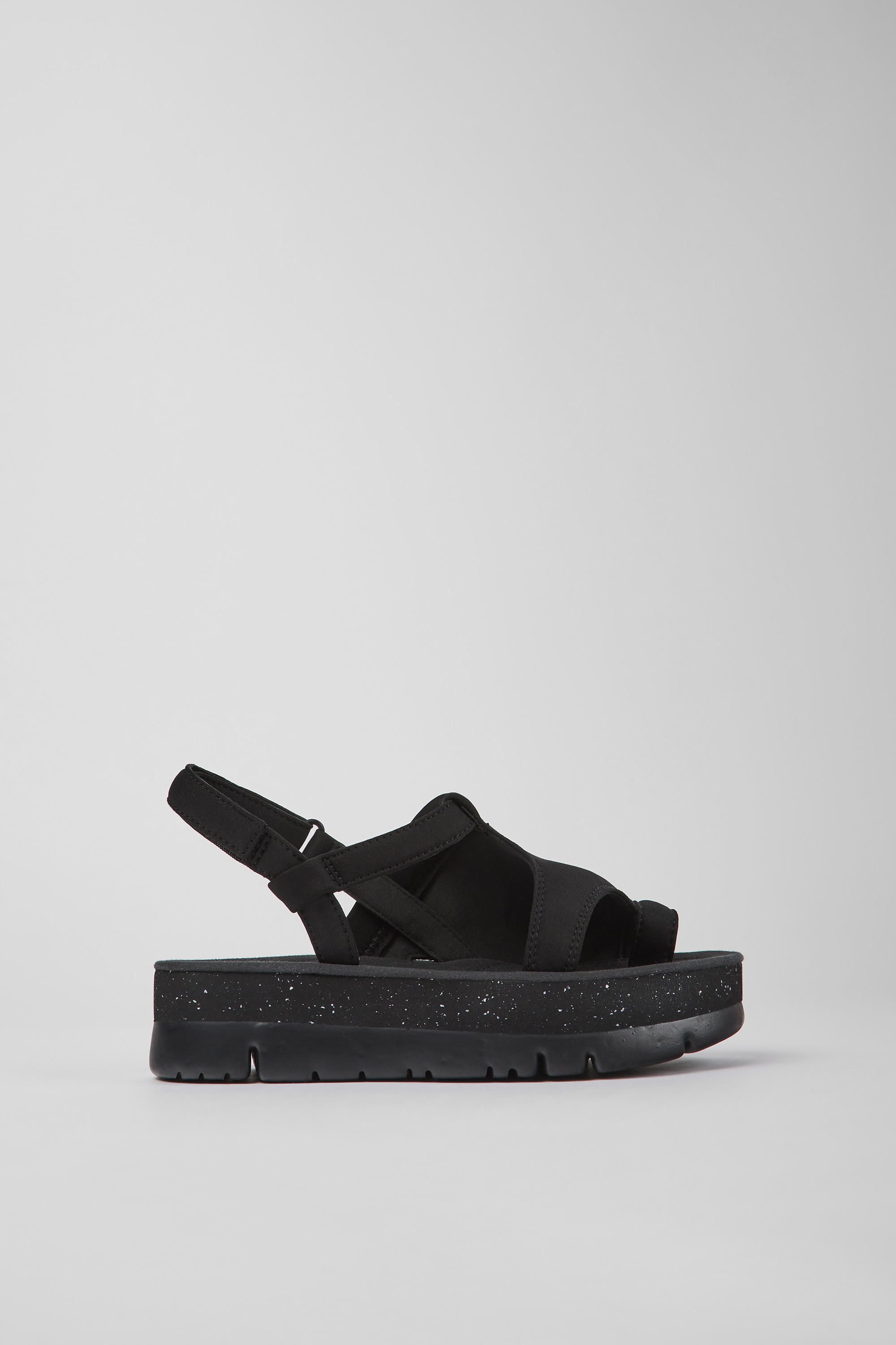 Oruga Up - Black textile sandals for women