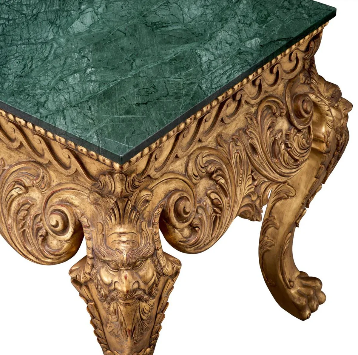 Casa Padrino consola barroco de lujo oro antiguo / verde - Mesa consola hecha a mano de madera maciza con tapa de m¨¢rmol - Muebles de sal¨®n de lujo estilo barroco - Muebles barrocos