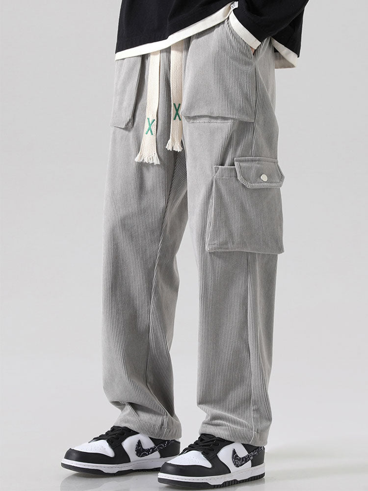 Straight Leg Corduroy Cargo Pants