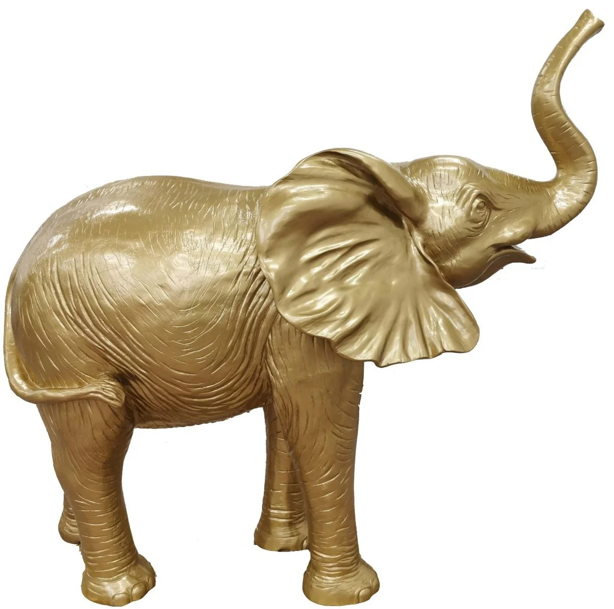 Casa Padrino figura de decoración de diseño elefante oro 160 x A. 160 cm - Escultura de decoración enorme - Decoración de jardín